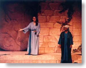 Two women narrators, in Bible costumes.