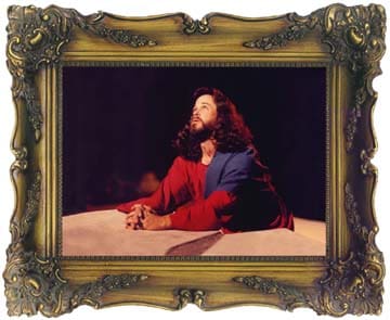 A framed image of Jesus praying before He gives His life on the cross to pay the price for all of our sins.