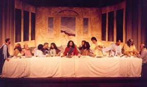 Jesus meets with His disciples at the Last Supper table.