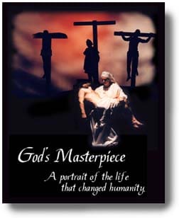 The front of the program for God's Masterpiece, a free Christian Easter drama script.