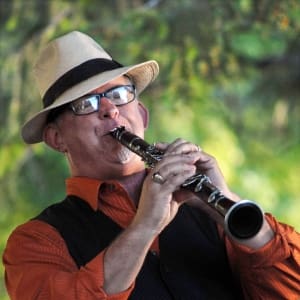 Keith Ward playing his clarinet.